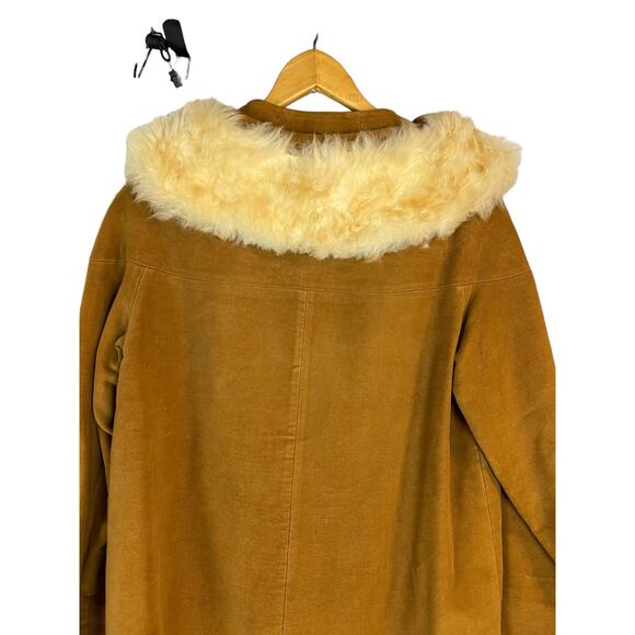 Vintage Stroller Coat 60s Mod Retro Sheep Fur Collar - Picture 11 of 16